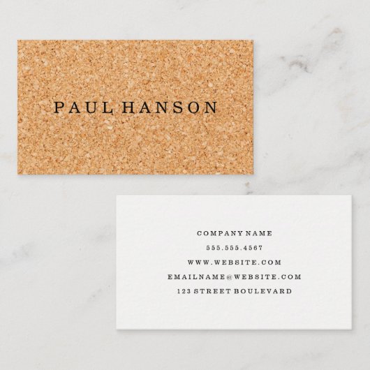 Eenvoudige Faux Cork Print Visitekaartje (Voorkant / Achterkant)