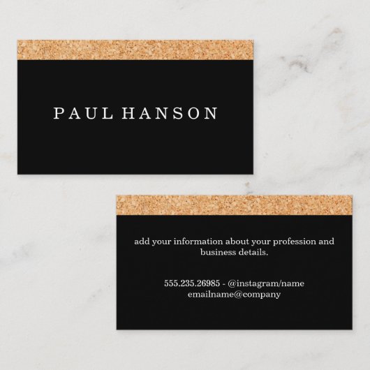 Eenvoudige Faux Cork Print Visitekaartje (Voorkant / Achterkant)