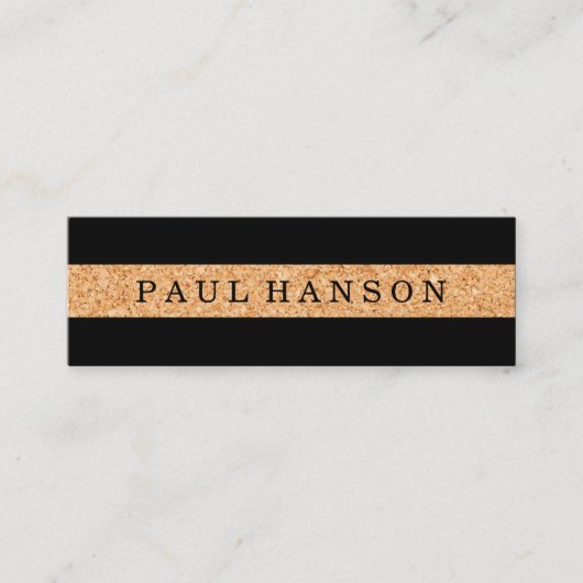 Eenvoudige Faux Cork Print / Zwart Mini Visitekaartje (Voorkant)