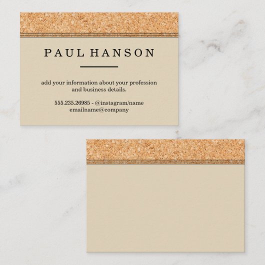 Eenvoudige Faux Cork Trim Print Visitekaartje (Voorkant / Achterkant)