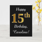 Eenvoudige Faux Gold 15e verjaardag + aangepaste n Kaart (Gele Bloem)