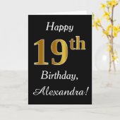 Eenvoudige Faux Gold 19e verjaardag + Kaart voor a (Gele Bloem)