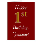 Eenvoudige Faux Gold 1st Birthday + aangepaste naa (Voorkant)