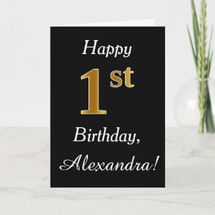 Eenvoudige Faux Gold 1st Birthday + aangepaste naa Kaart