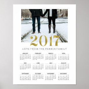Eenvoudige Faux Gold 2017-serie fotokalender Poster