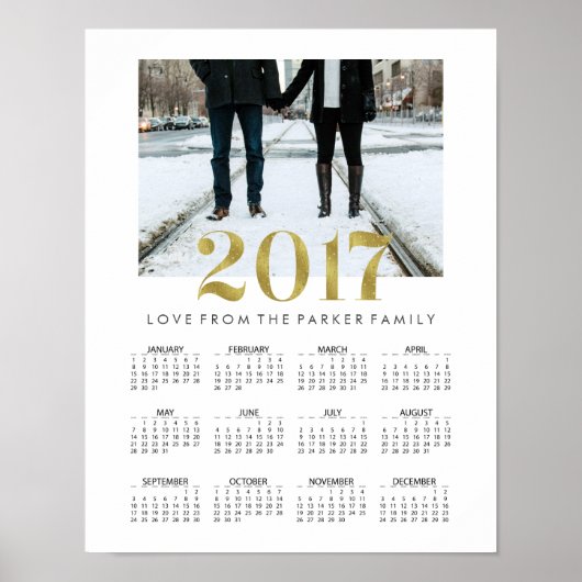 Eenvoudige Faux Gold 2017-serie fotokalender Poster (Voorkant)