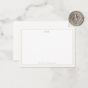 Eenvoudige Faux Gold 2 Monogram Naam Minimale Rand Notitiekaartje