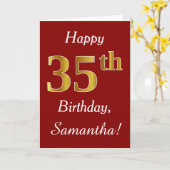 Eenvoudige Faux Gold 35th Verjaardag + aangepaste  Kaart (Gele Bloem)