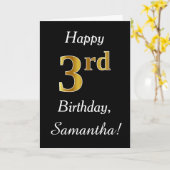 Eenvoudige Faux Gold 3rd Birthday + aangepaste naa Kaart (Gele Bloem)