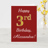 Eenvoudige Faux Gold 3rd Birthday + aangepaste naa Kaart (Gele Bloem)