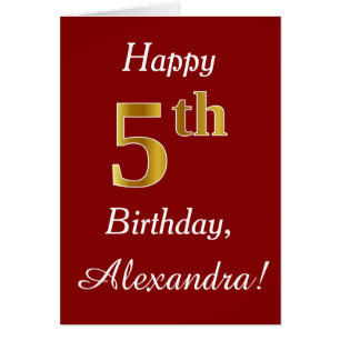 Eenvoudige Faux Gold 5th Birthday + aangepaste naa