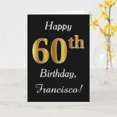 Eenvoudige Faux Gold 60th Verjaardag + aangepaste  Kaart (Gele Bloem)