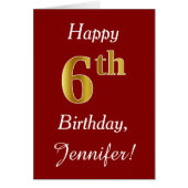 Eenvoudige Faux Gold 6th Birthday + aangepaste naa (Voorkant)
