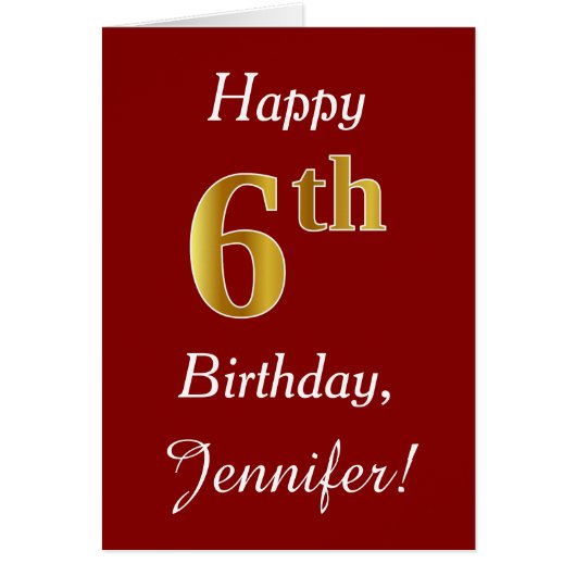 Eenvoudige Faux Gold 6th Birthday + aangepaste naa (Voorkant)