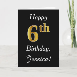 Eenvoudige Faux Gold 6th Birthday + aangepaste naa Kaart