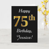 Eenvoudige Faux Gold 75th Verjaardag + aangepaste  Kaart (Gele Bloem)