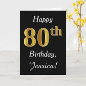 Eenvoudige Faux Gold 80th Verjaardag + aangepaste Kaart (Gele Bloem)