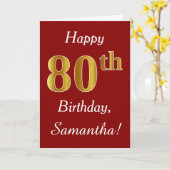 Eenvoudige Faux Gold 80th Verjaardag + aangepaste Kaart (Gele Bloem)