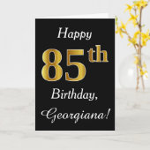 Eenvoudige Faux Gold 85th Verjaardag + aangepaste  Kaart (Gele Bloem)