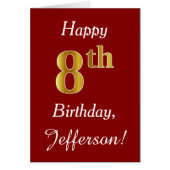 Eenvoudige Faux Gold 8th Birthday + aangepaste naa (Voorkant)