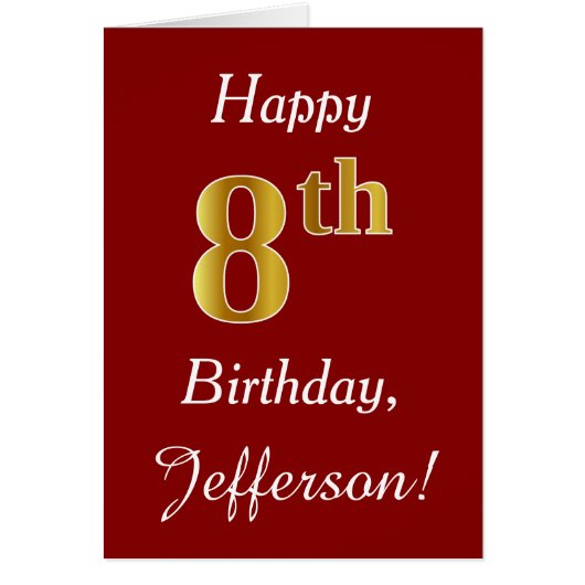 Eenvoudige Faux Gold 8th Birthday + aangepaste naa (Voorkant)