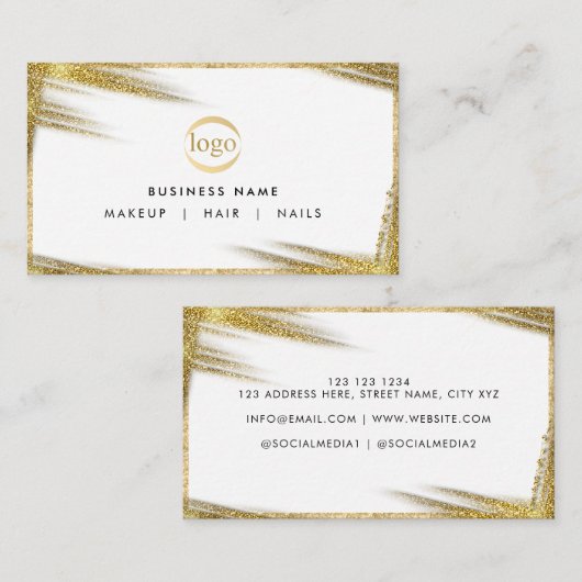 Eenvoudige Faux Gold en White Professional Luxe Visitekaartje (Voorkant / Achterkant)