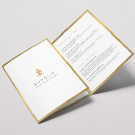 Eenvoudige Faux Gold Floral Luxe Salon Brochure Drieluik Kaart