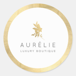 Eenvoudige Faux Gold Floral Luxury Boutique Ronde Sticker