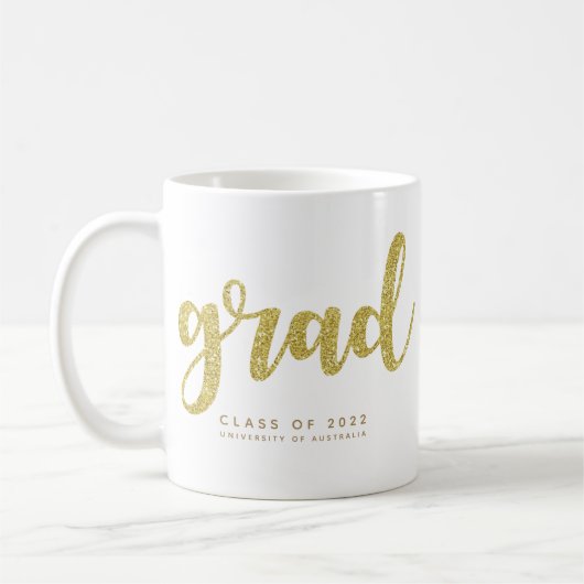 Eenvoudige Faux Gold Glitter Afstudeerder Mok (Links)