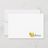 Eenvoudige Faux Gold Heart Persoonlijke scriptnaam Bedankkaart (Voorkant)