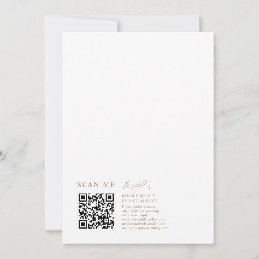 Eenvoudige Faux Gold Kalligrafie van de bruiloft v Kaart (Achterkant)