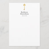 Eenvoudige Faux Gold Key Realtor Logo Flat Notecar Notitiekaartje (Voorkant)