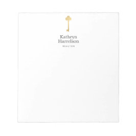 Eenvoudige Faux Gold Key Realtor-Logo Notitieblok