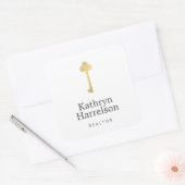Eenvoudige Faux Gold Key Realtor-Logo Vierkante Sticker (Envelop)