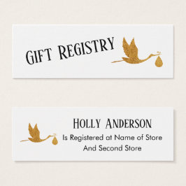Eenvoudige Faux Gold Stork Cadeauregistratie Kaart
