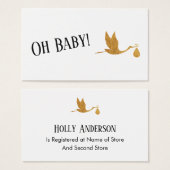Eenvoudige Faux Gold Stork Gift Registry Behuizing Visitekaartje (Voorkant /achterkant)