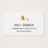 Eenvoudige Faux Gold Stork Gift Registry Behuizing Visitekaartje (Achterkant)