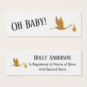 Eenvoudige Faux Gold Stork Insert Cadeauregistrati Mini Visitekaartjes (Voorkant /achterkant)