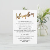 Eenvoudige Faux Gold Typography Weddeninformatie Informatiekaartje (Staand voorkant)