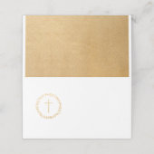 Eenvoudige Faux Gouden Krans met Kruis Plaatskaartje (Buitenkant ongevouwen)