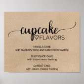 Eenvoudige Faux Kraft Calligraphy Cupcake Flavors  Poster (Voorkant)