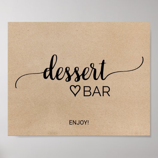 Eenvoudige Faux Kraft Calligraphy Dessert Bar Poster (Voorkant)