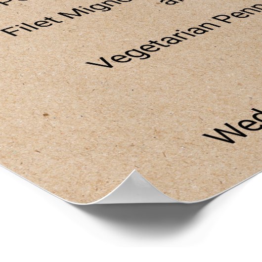 Eenvoudige Faux Kraft Calligraphy Dinner Menu Sign Poster (Hoek)