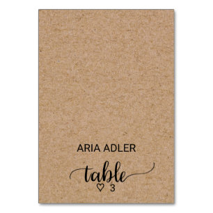 Eenvoudige Faux Kraft Calligraphy Escort Place car Kaart