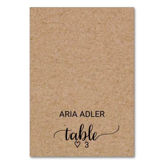 Eenvoudige Faux Kraft Calligraphy Escort Place car Kaart (Voorkant)