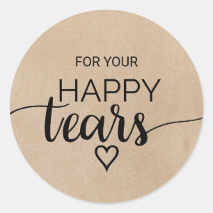 Eenvoudige Faux Kraft Calligraphy Happy Tears Tiss Ronde Sticker