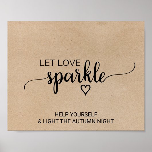 Eenvoudige Faux Kraft Calligraphy Let Love Sparkle Poster (Voorkant)