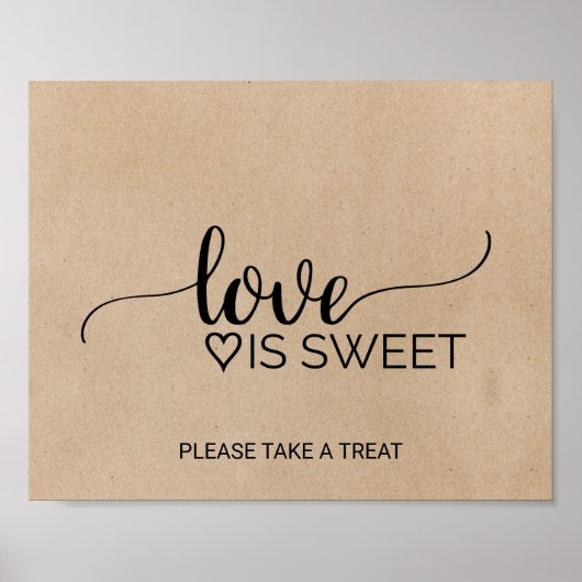 Eenvoudige Faux Kraft Calligraphy Love is Sweet Si Poster (Voorkant)