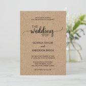 Eenvoudige Faux Kraft Calligraphy Wedding Kaart (Staand voorkant)