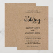Eenvoudige Faux Kraft Calligraphy Wedding Kaart (Voorkant / Achterkant)